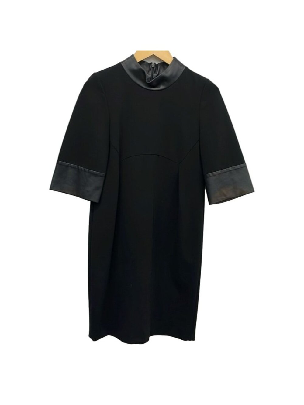 Gucci Dress Black Three Quarter Sleeve Knee-length Partial Leather